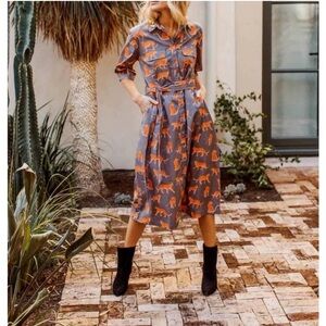 SHERIDAN FRENCH Evans Il dress mushroom cheetah Stuffed Gray Dress XL NWT